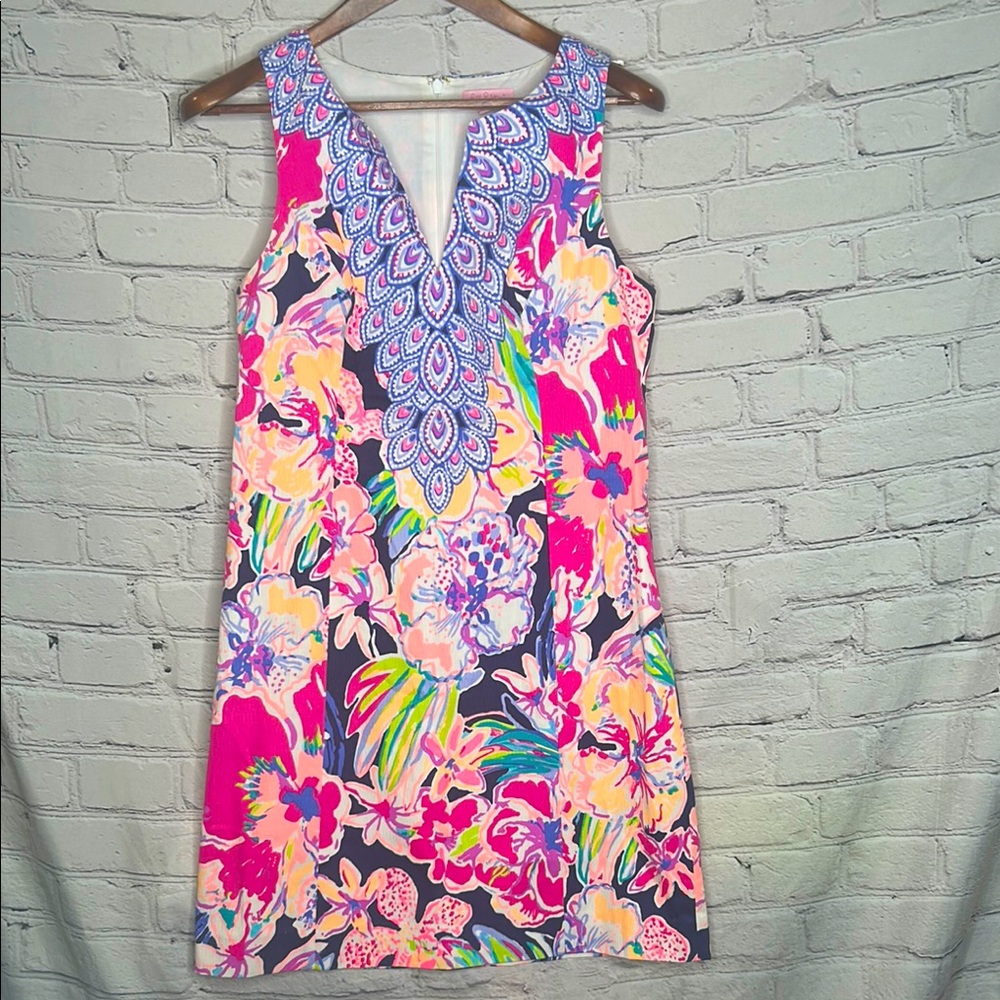 Lilly Pulitzer Floral Sleeveless Dress with V-Neck Size 8 Excellent Condition